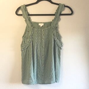 Hem & Thread sage green eyelet lace cami fairycore layering summer cottagecore S